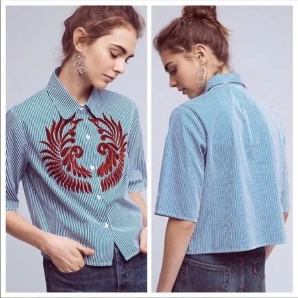 Hemant & Nandita Angel Wing Striped Buttondown Shirt